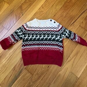 Carter's Holiday Red and White Patterned Kids Sweater